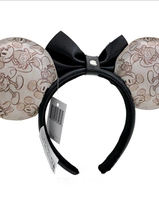Loungefly Disney Parks Mickey & Minnie Ears Sketchbook 100th Headband Rare